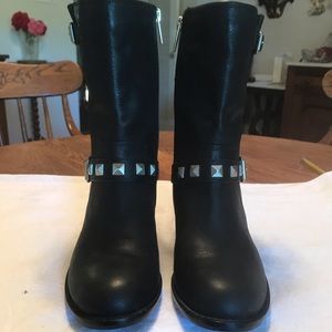 Gray brand black leather size 5 boots. NWOT.